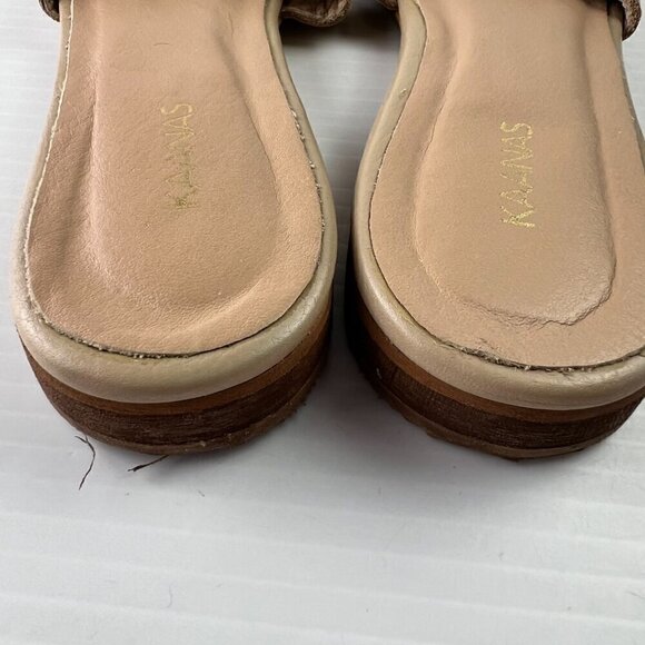 Kaanas Santorini Infinity Loop Woven Flat Slide Sandal Size 8 Beige Springtime - Picture 8 of 11